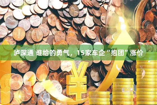 泸深通 谁给的勇气，15家车企“抱团”涨价
