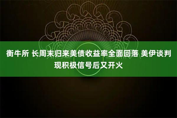 衡牛所 长周末归来美债收益率全面回落 美伊谈判现积极信号后又开火